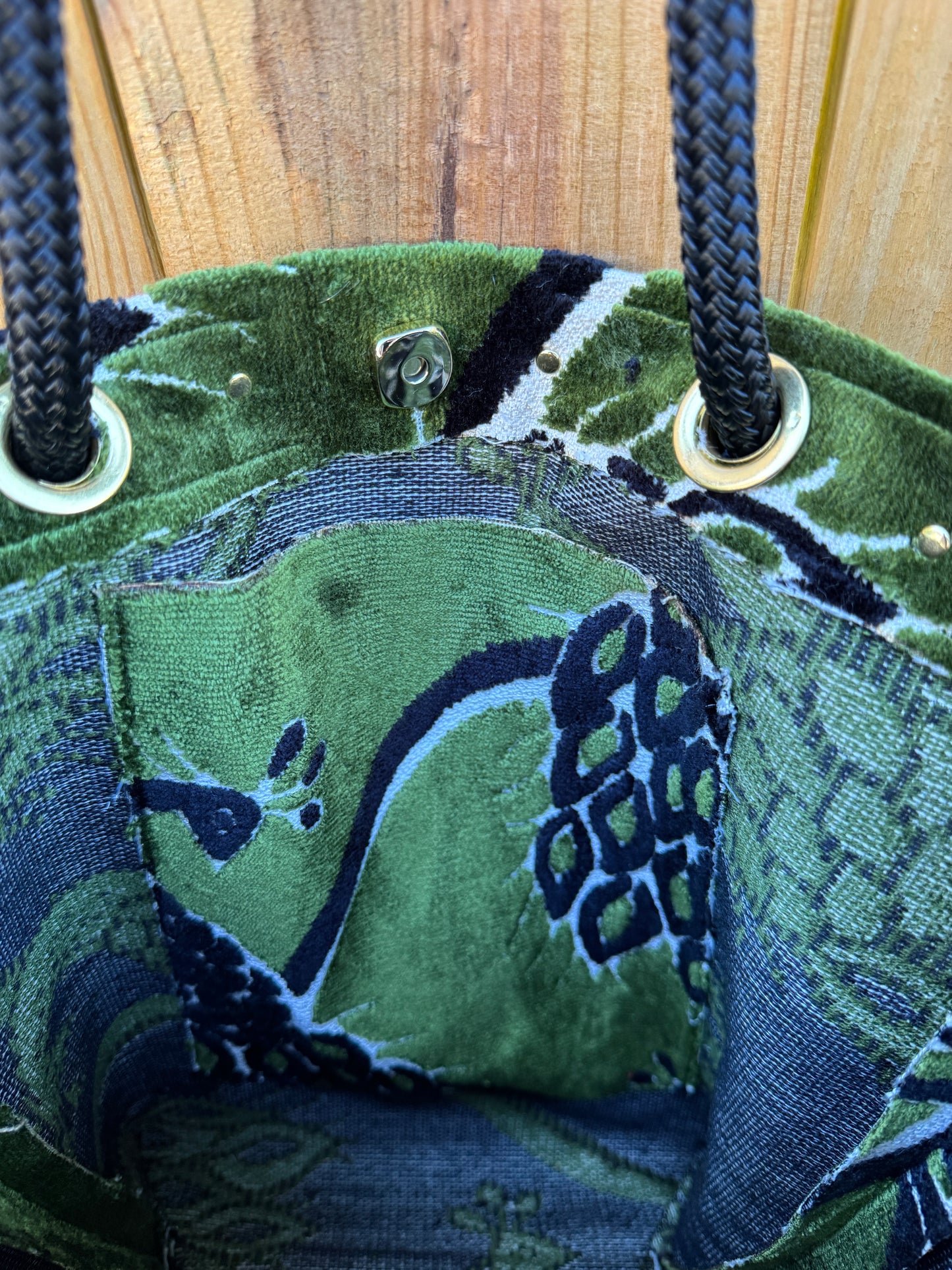 The Sandbag Tote In Velvet Peacock Seaweed