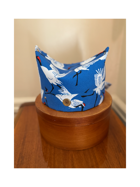 The Skipper Scarf in Dancing Cranes (Blue)