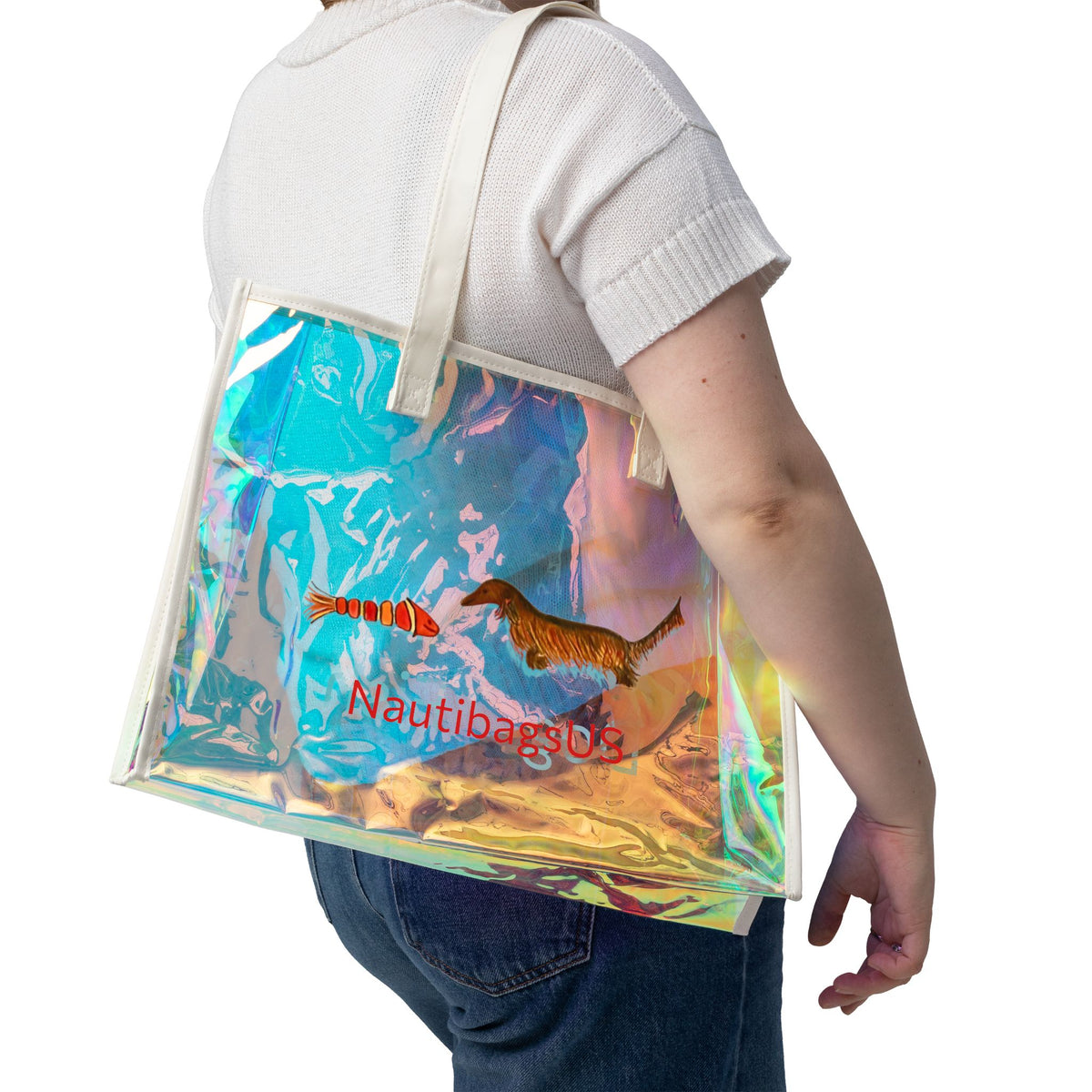 Dachsund and Fish Holographic Tote