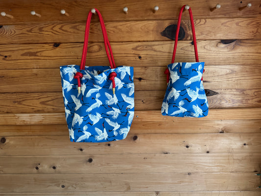 The Tall Buoy Bag in  Dancing Cranes (Blue)