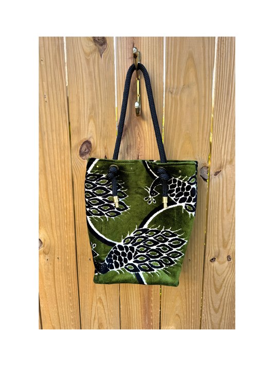 The Sandbag Tote In Velvet Peacock Seaweed