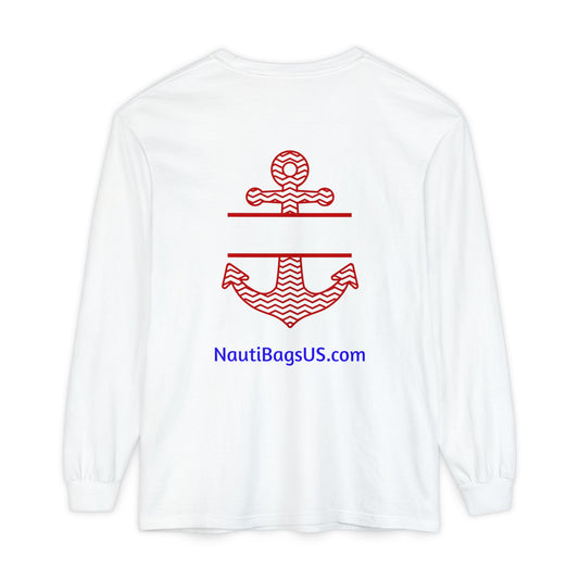 Nauti Lass Long Sleeve White T-Shirt (Unisex)