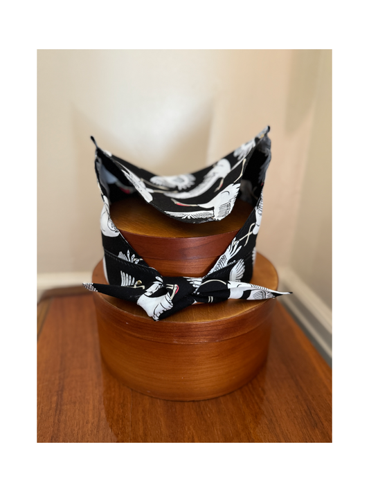The Skipper Scarf in Dancing Cranes (Black) (XL)