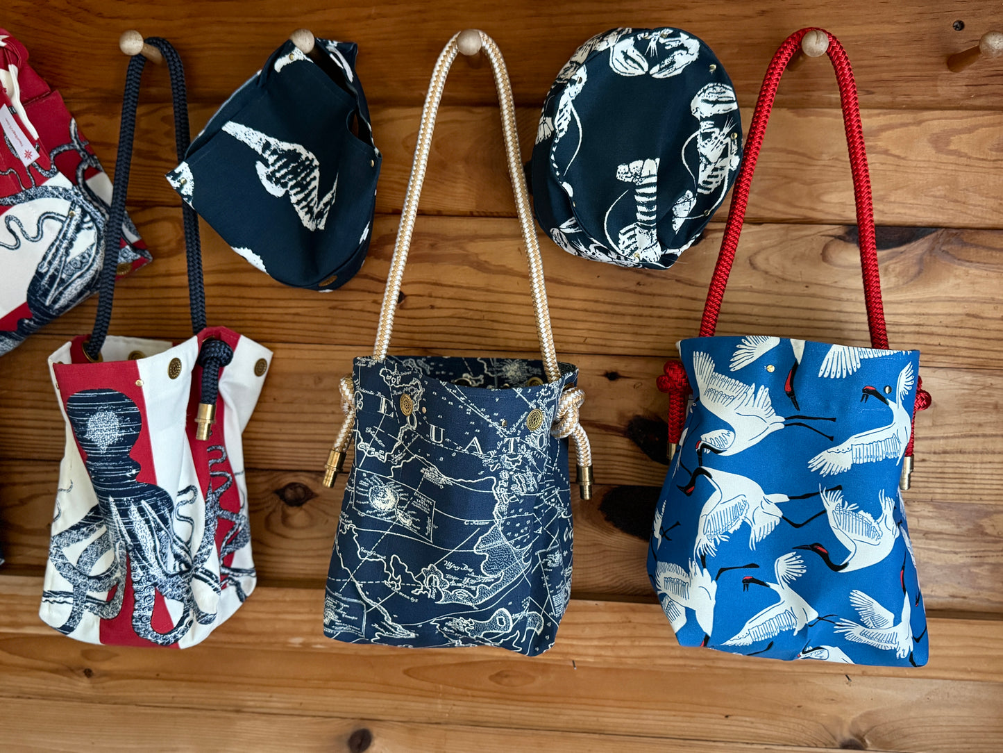 The Shrimpy Bag in Dancing Cranes (Blue)