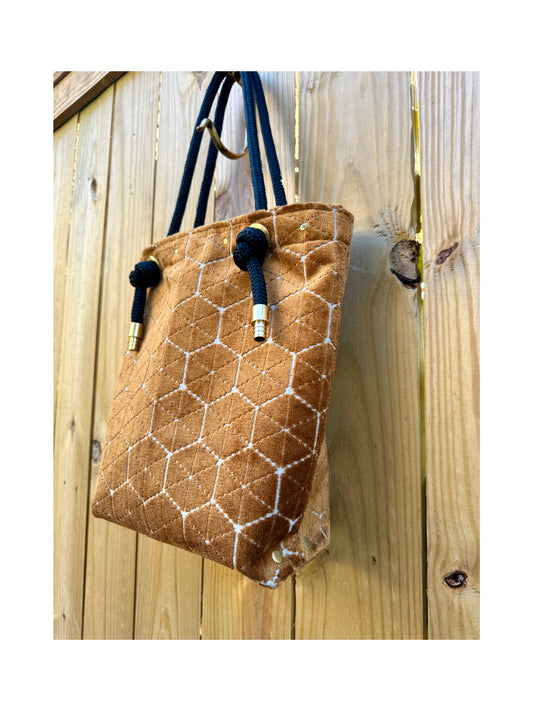 The Sandbag Tote In Apricot Velvet Sand-dollar