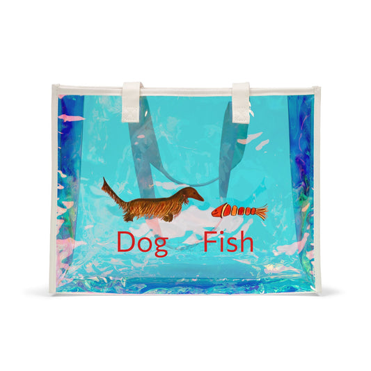Dachsund and Fish Holographic Tote