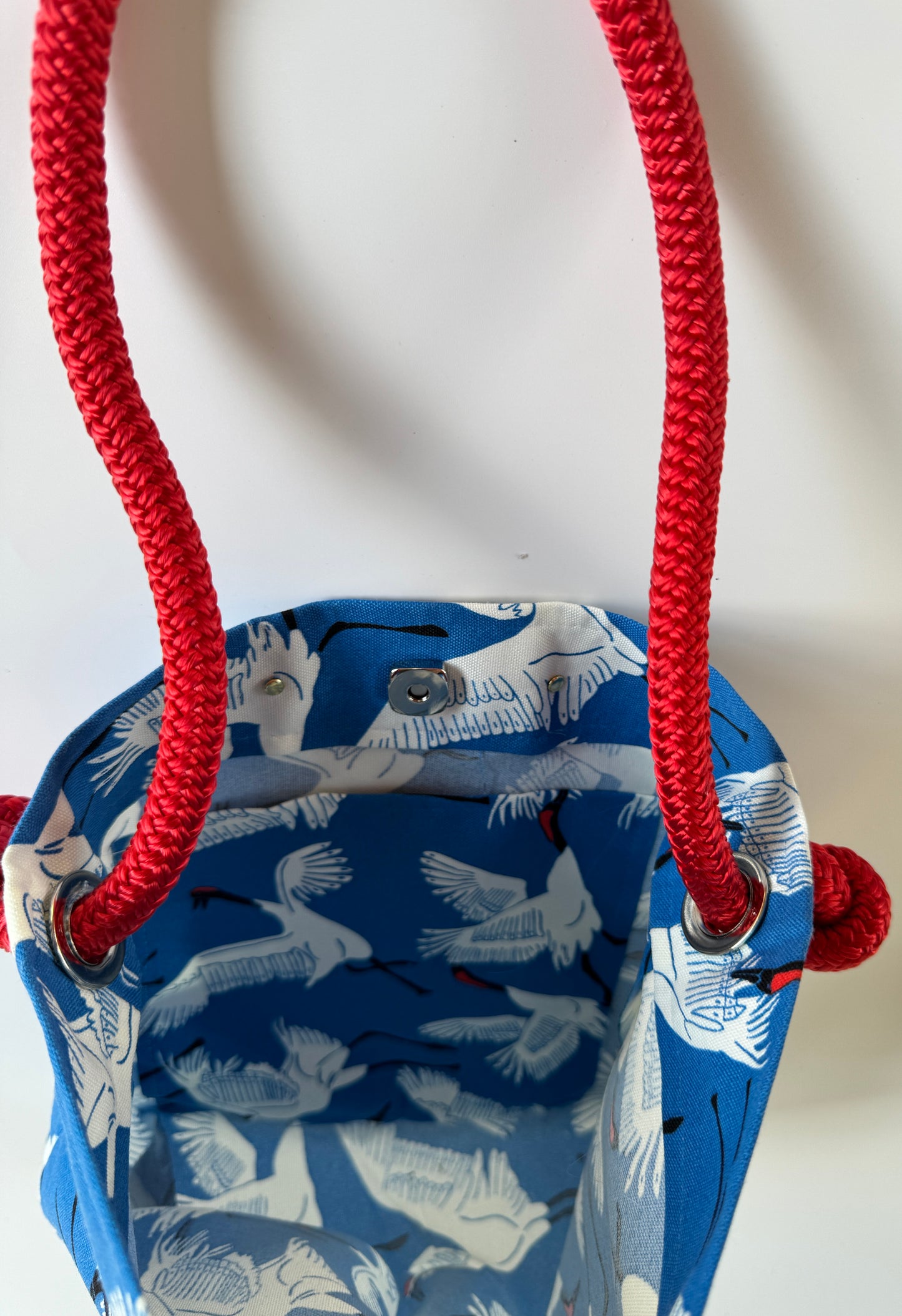 The Shrimpy Bag in Dancing Cranes (Blue)