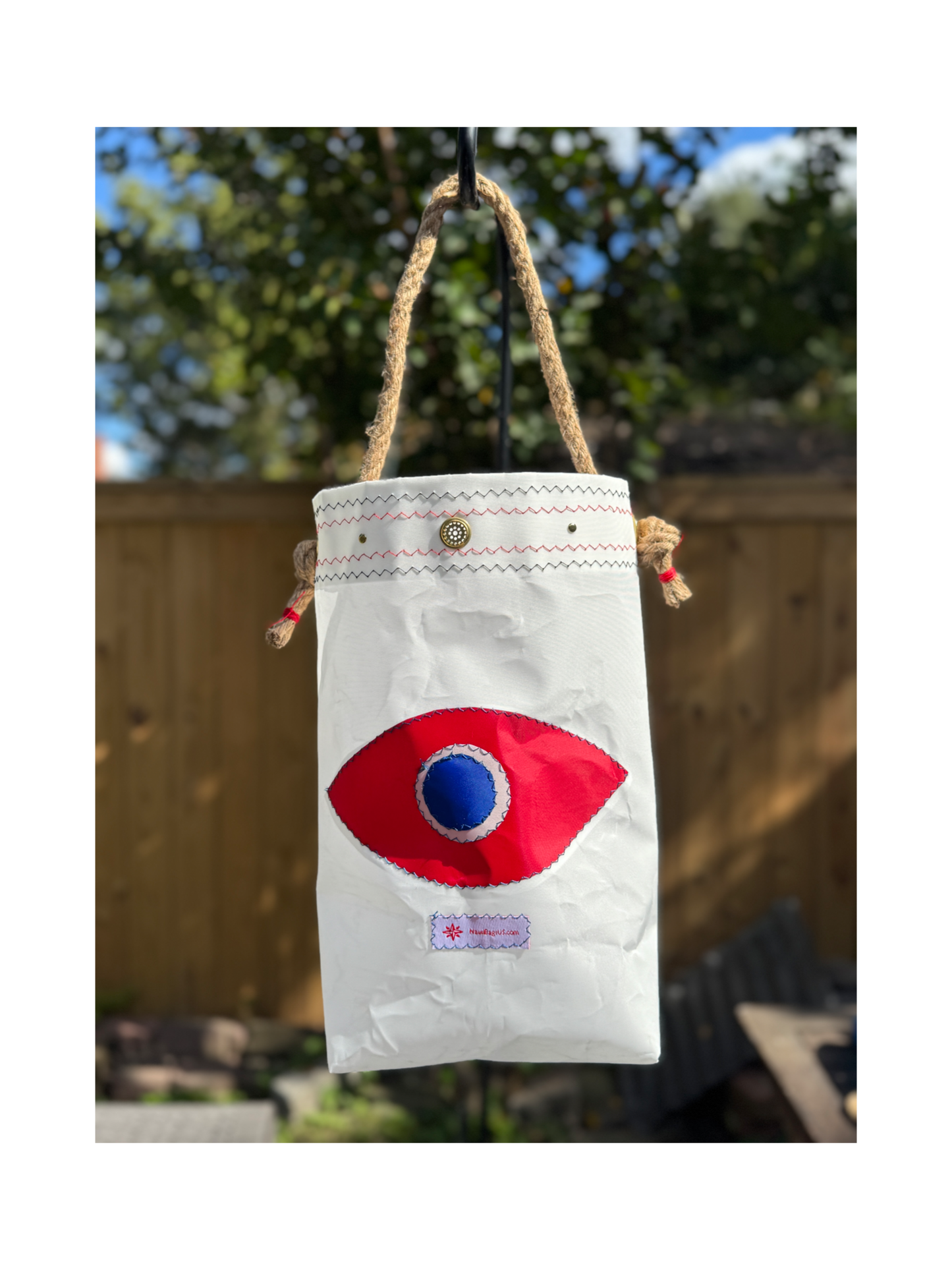 White Fish Eye Bag with Red Dog Fish