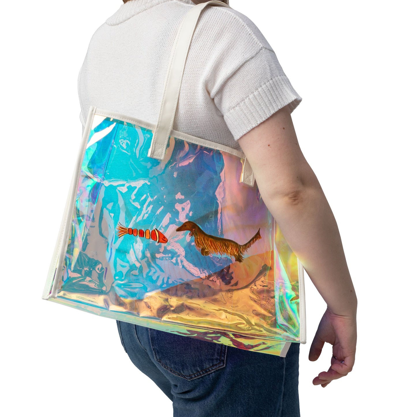 Dachsund and Fish Holographic Tote