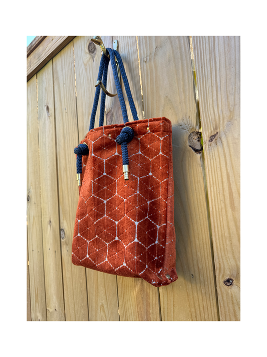 The Sandbag Tote In Burnt Orange Velvet Sand-dollar