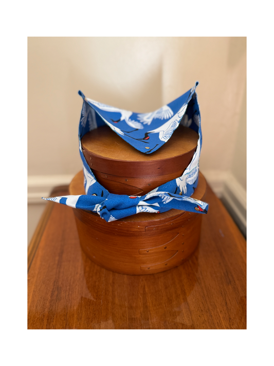 The Skipper Scarf in Dancing Cranes (Blue)