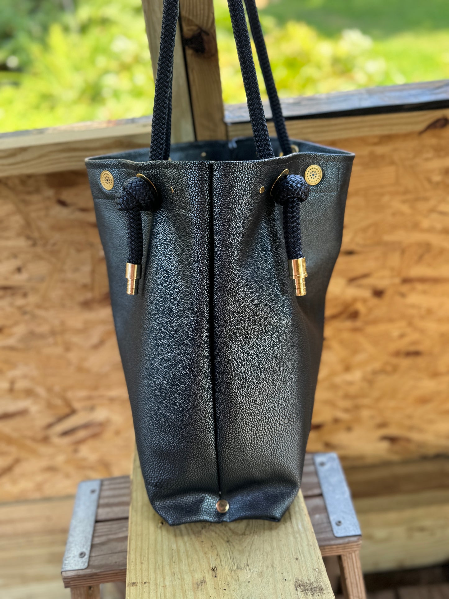The Tall Bouy Bag in Shagreen Vinyl Barracuda