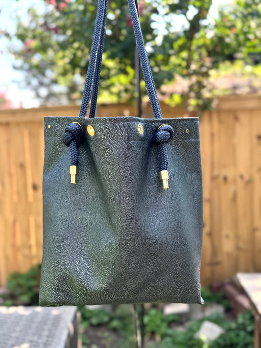 The Tall Bouy Bag in Shagreen Vinyl Barracuda