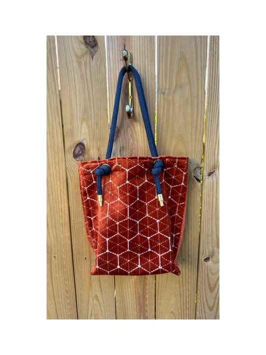 The Sandbag Tote In Burnt Orange Velvet Sand-dollar