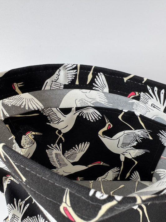 Itty Bitty Ditty Dancing Cranes on Black