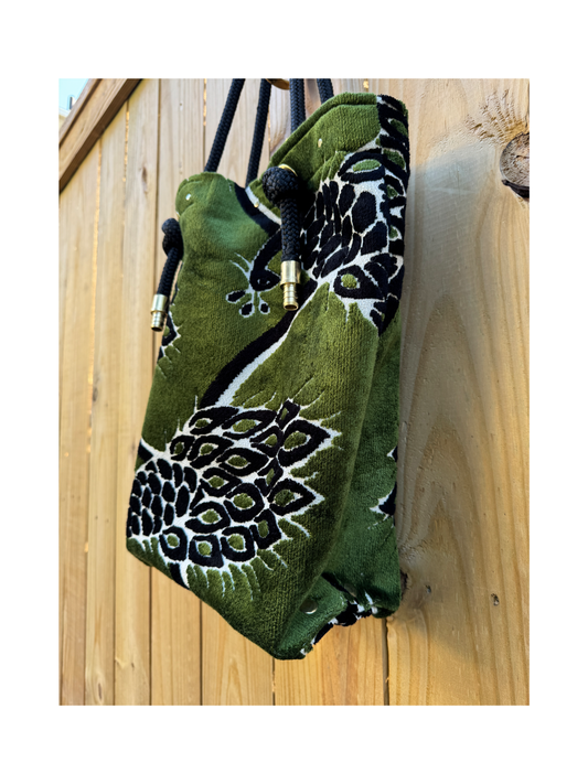 The Sandbag Tote In Velvet Peacock Seaweed