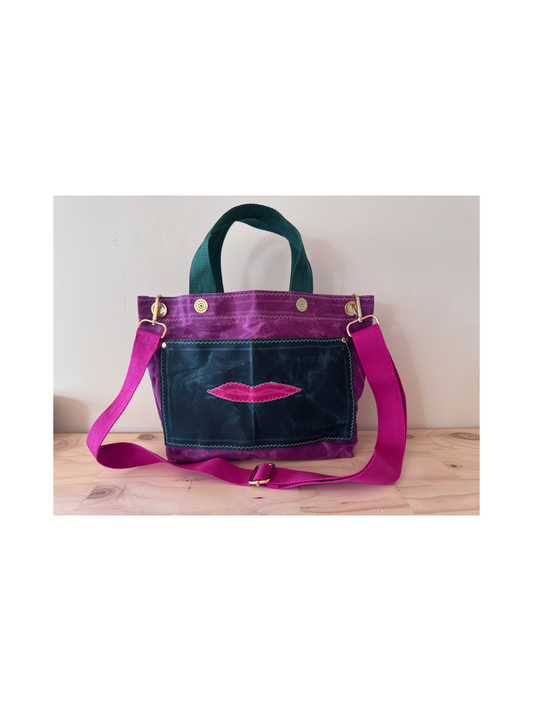 SKIPPER-ELLI Surrealist Face Bag on Waxed Cotton