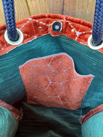 The Sandbag Tote In Burnt Orange Velvet Sand-dollar