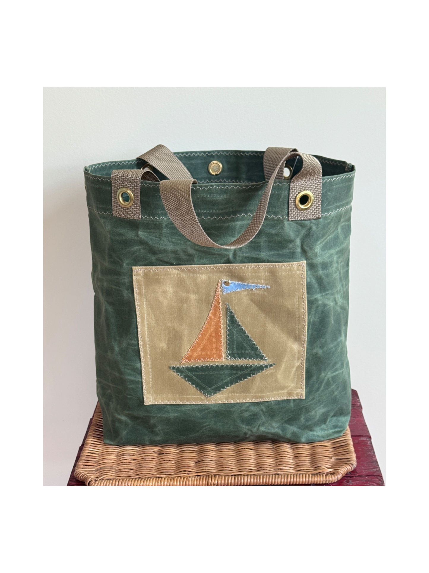 Tiny Portraits- Gallery Tote in Green  (Only 1)