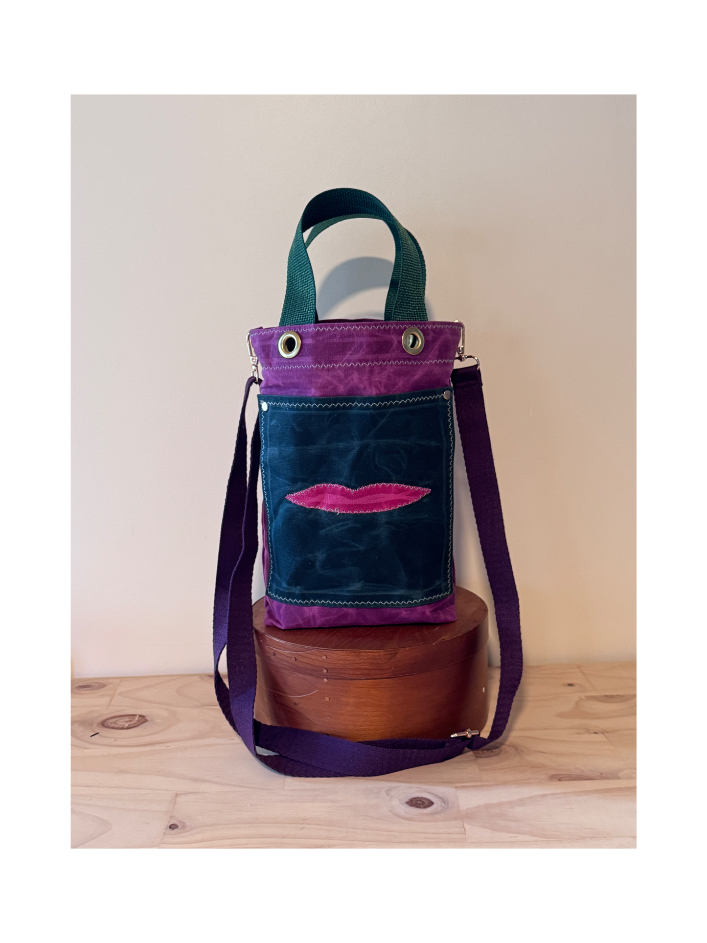 Surrealist Face Bag on Waxed Cotton