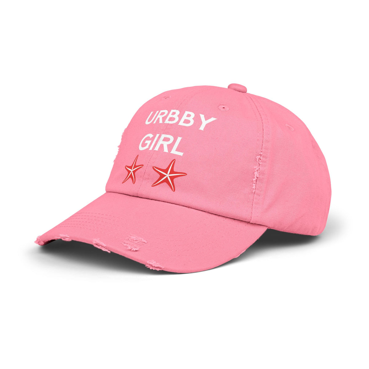 URBBY GIRL Pink Distressed Cap with Starfish Detail