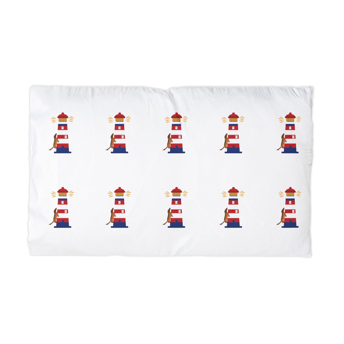 Chief Climbs the Lighthouse Pillowcase — Nautical Coastal Microfiber Pillow Cover