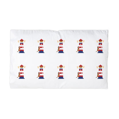 Chief Climbs the Lighthouse Pillowcase — Nautical Coastal Microfiber Pillow Cover