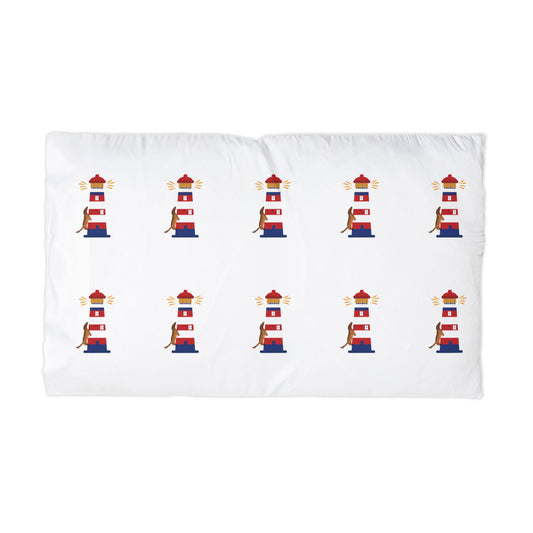 Chief Climbs the Lighthouse Pillowcase — Nautical Coastal Microfiber Pillow Cover