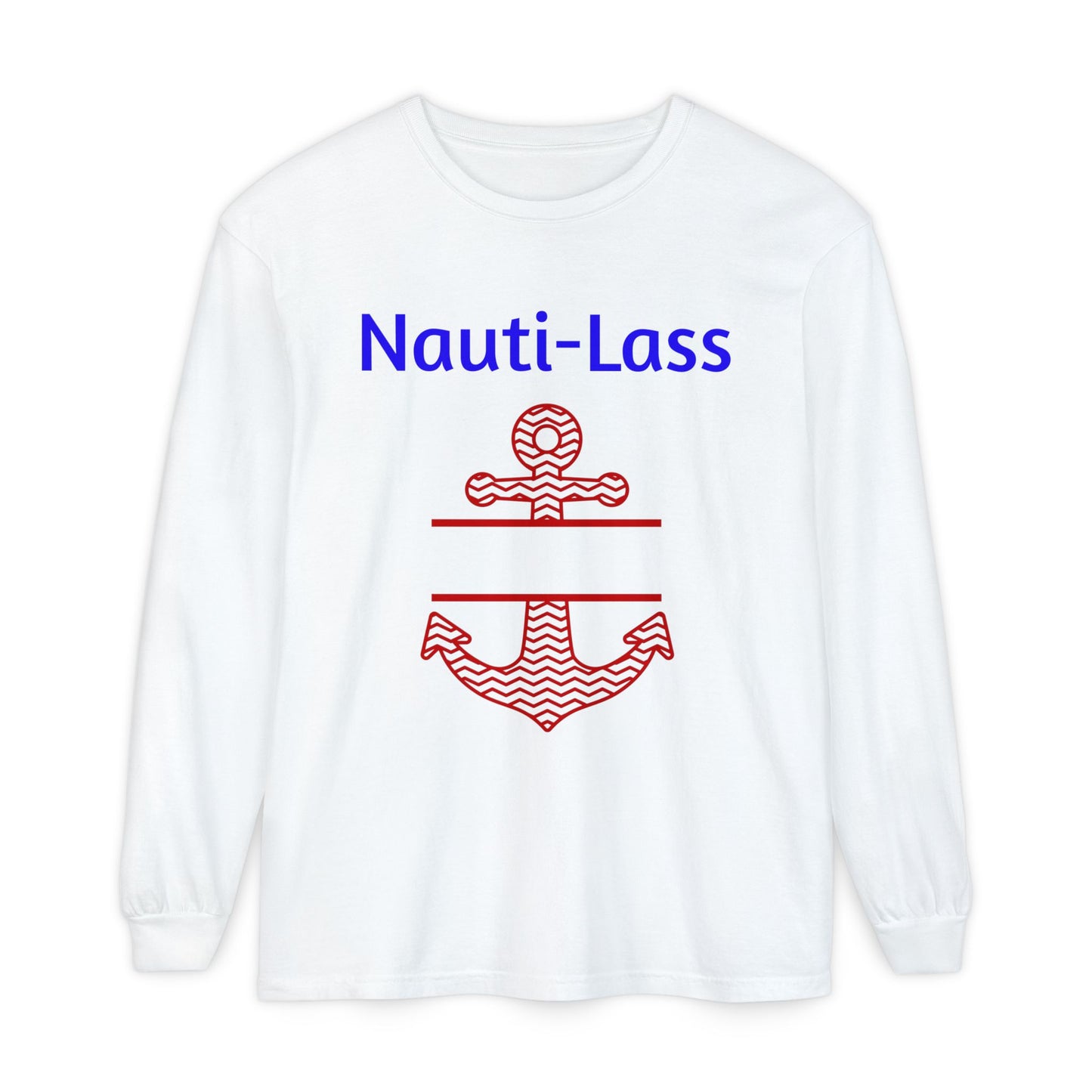Nauti Lass Long Sleeve White T-Shirt (Unisex)