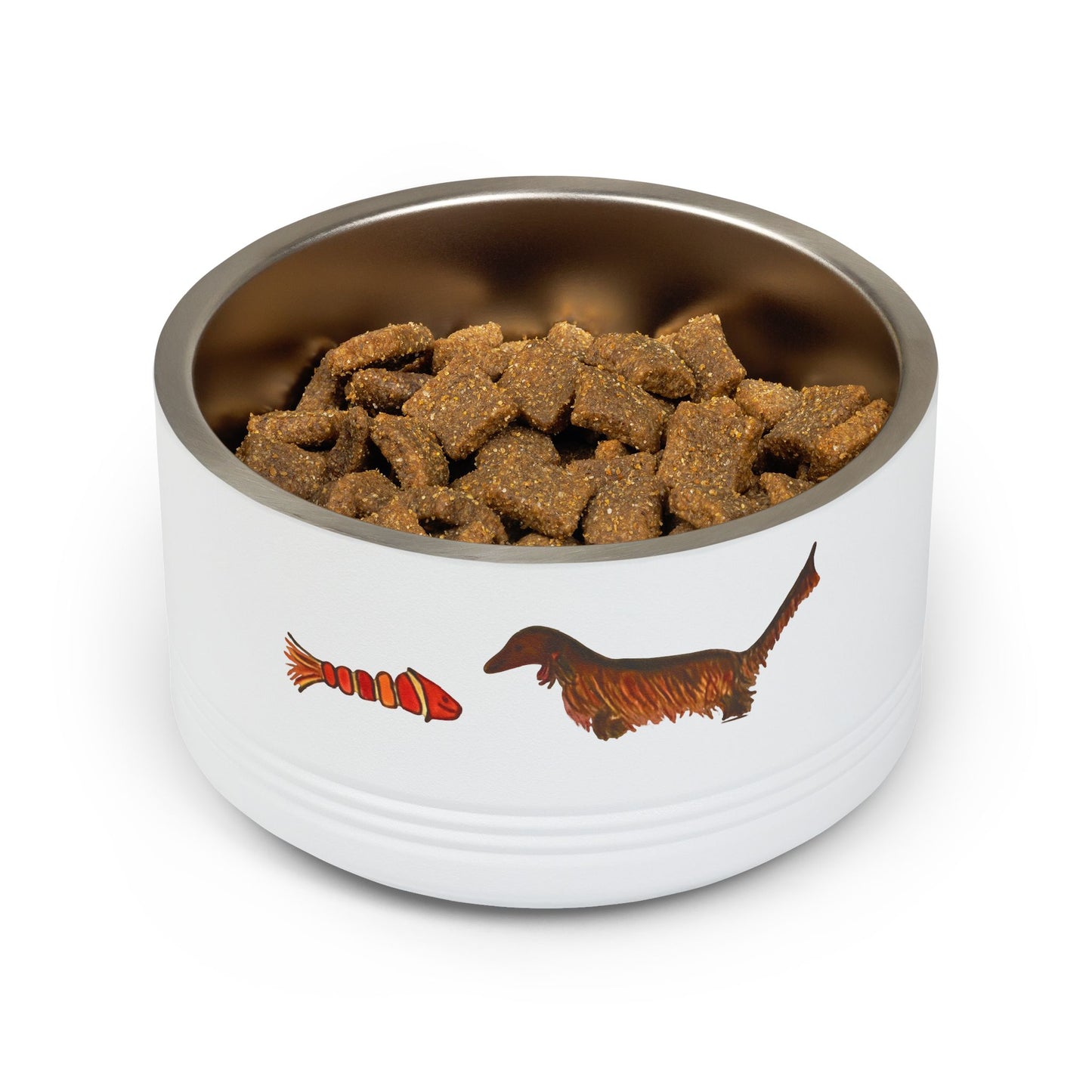 Dachshund & Fish Stainless Steel Pet Bowl