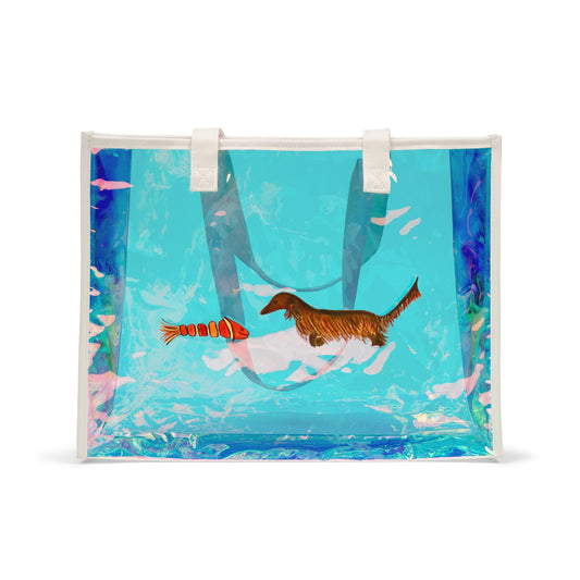 Dachsund and Fish Holographic Tote