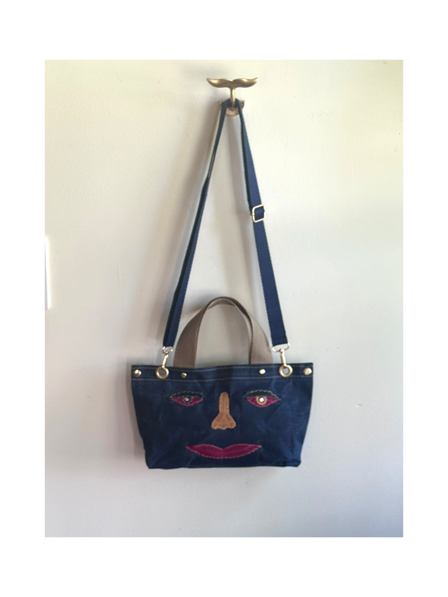 Surrealist Face Bag on Waxed Cotton