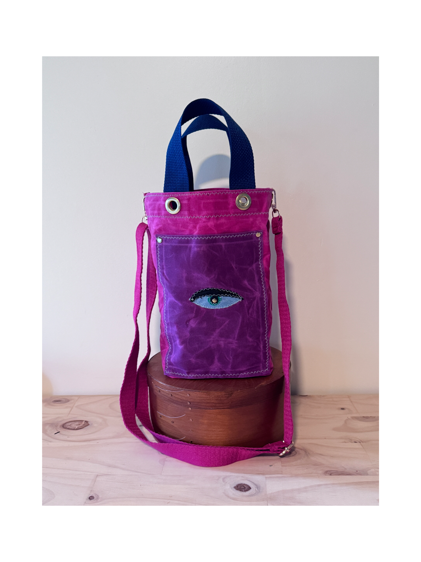 Surrealist Face Bag on Waxed Cotton
