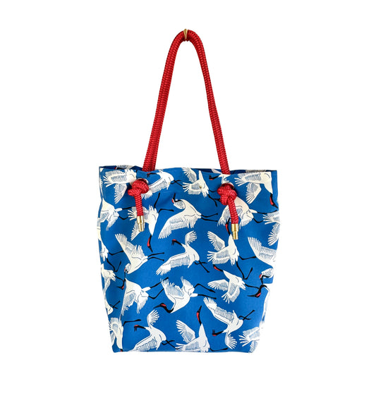 The Tall Buoy Bag in  Dancing Cranes (Blue)