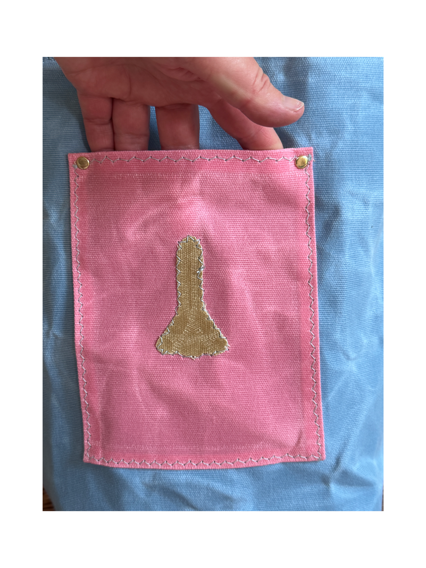 SKIPPER-ELLI Face Bag on Pink & Blue Waxed Cotton