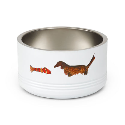 Dachshund & Fish Stainless Steel Pet Bowl