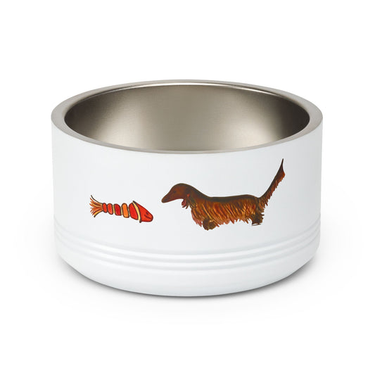 Dachshund & Fish Stainless Steel Pet Bowl