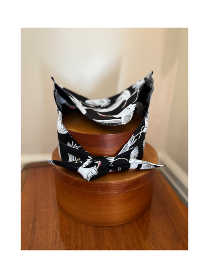 The Skipper Scarf in Dancing Cranes (Black) (XL)