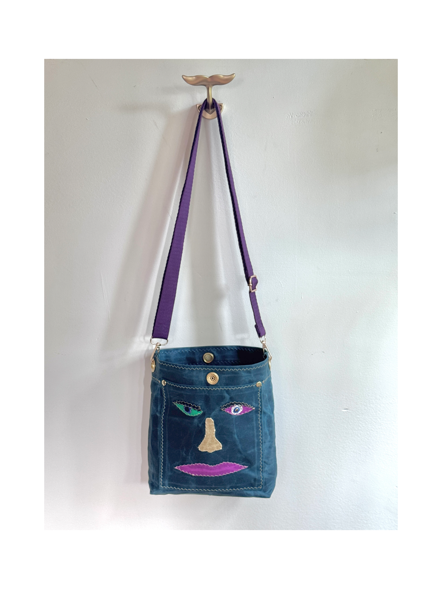 Surrealist Face Bag on Waxed Cotton