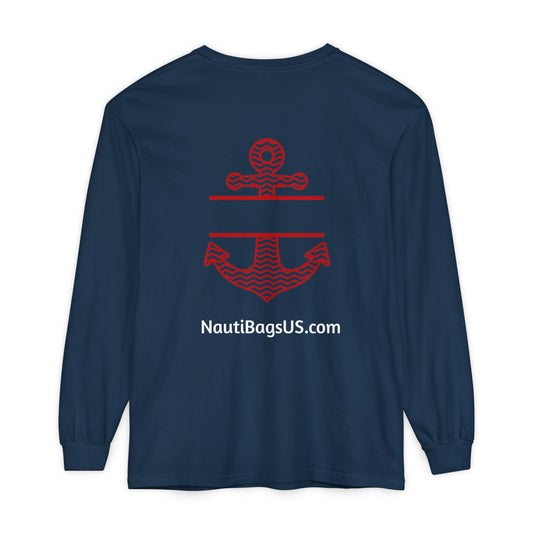 Nauti Lad Navy Blue Long Sleeved T Shirt (Unisex)