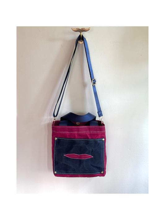 Surrealist Face Bag on Waxed Cotton