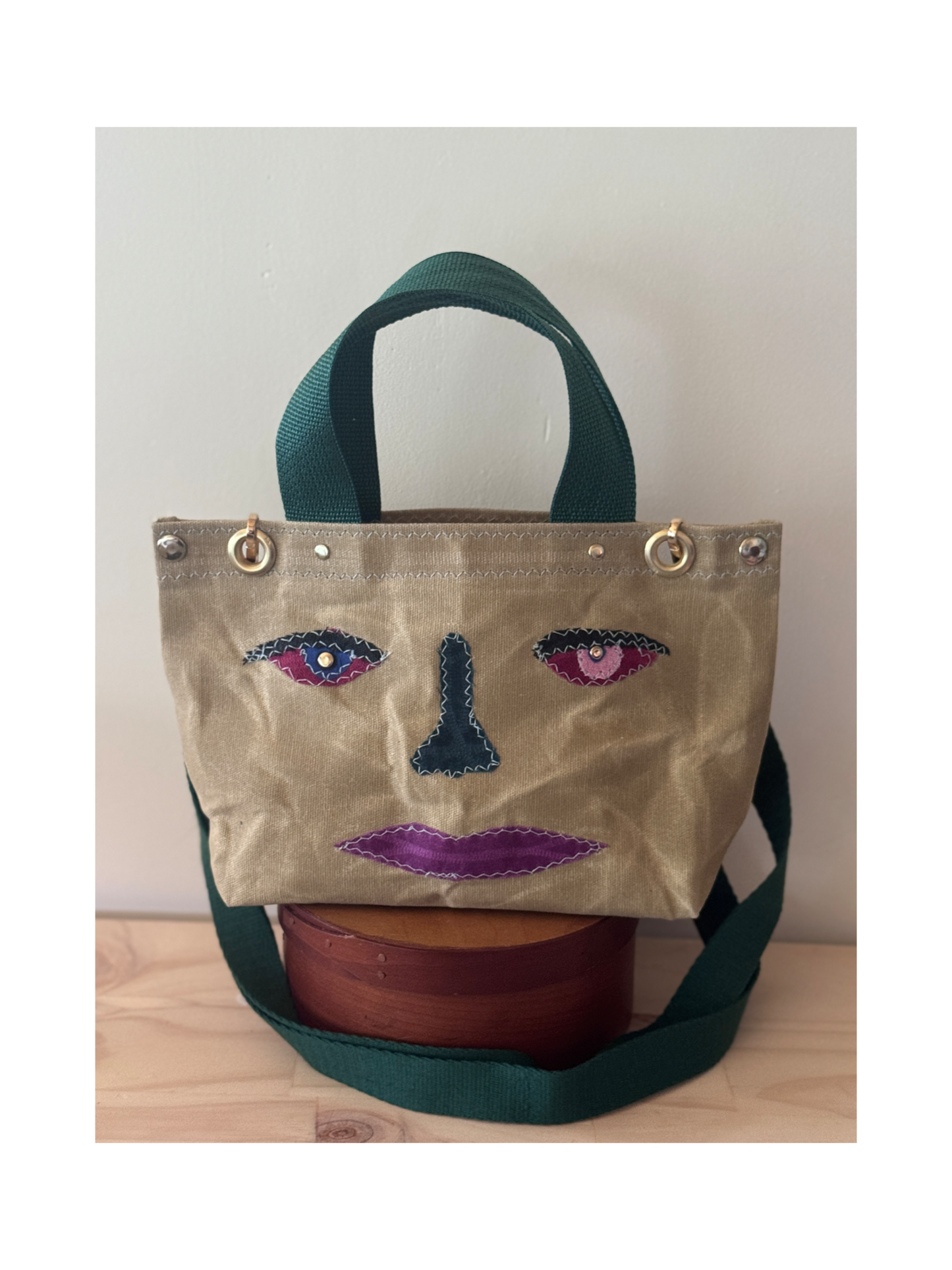 Surrealist Face Bag on Waxed Cotton