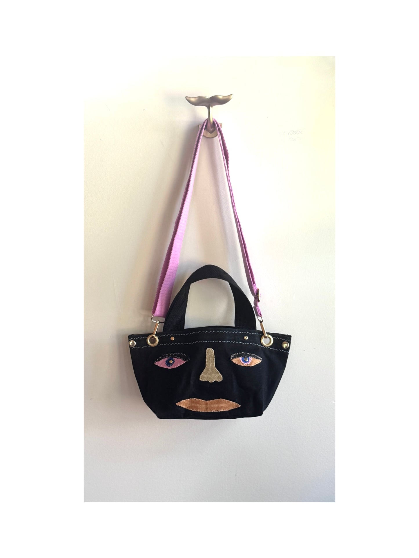 Surrealist Face Bag on Waxed Cotton