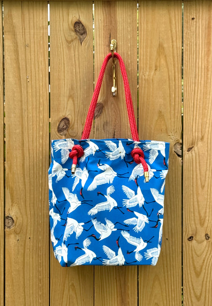 The Tall Buoy Bag in  Dancing Cranes (Blue)