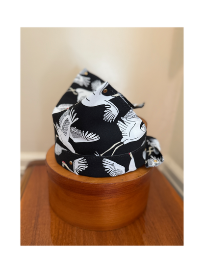 The Skipper Scarf in Dancing Cranes (Black) (XL)