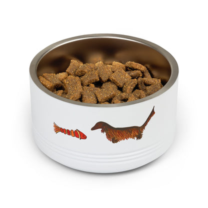 Dachshund & Fish Stainless Steel Pet Bowl