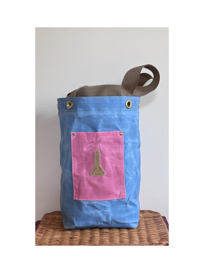 SKIPPER-ELLI Face Bag on Pink & Blue Waxed Cotton
