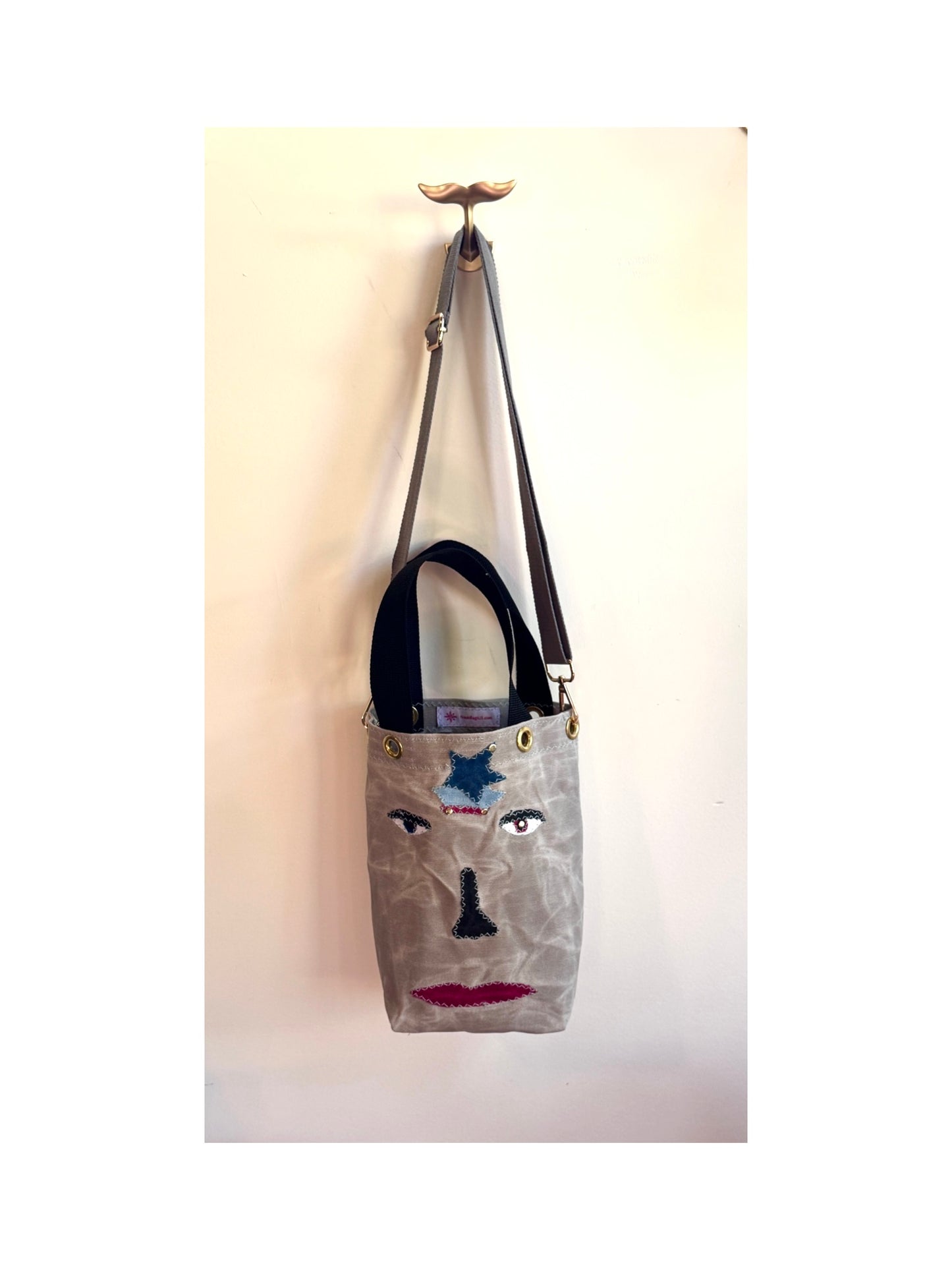 SKIPPER-ELLI Face Bag on Silver Waxed Cotton