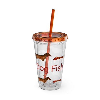 Dachsund "Dog Fish" 16oz Tumbler with Straw