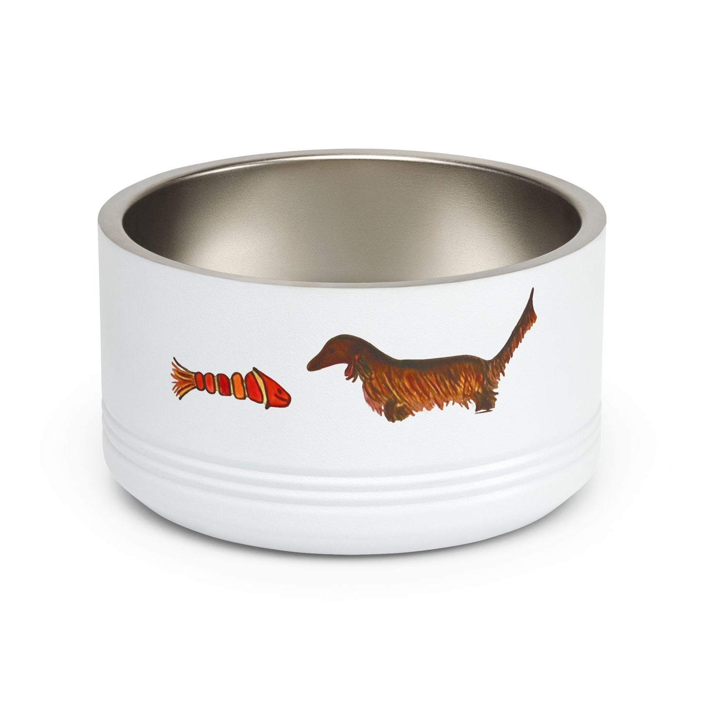 Dachshund & Fish Stainless Steel Pet Bowl